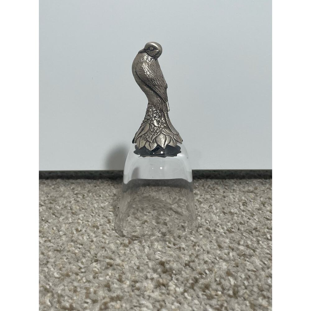 Franklin Mint Silver & Glass Bell - Bicentennial 1976 Christmas Dove ***